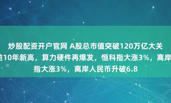 炒股配资开户官网 A股总市值突破120万亿大关，创业板刷新逾10年新高，算力硬件再爆发，恒科指大涨3%，离岸人民币升破6.8